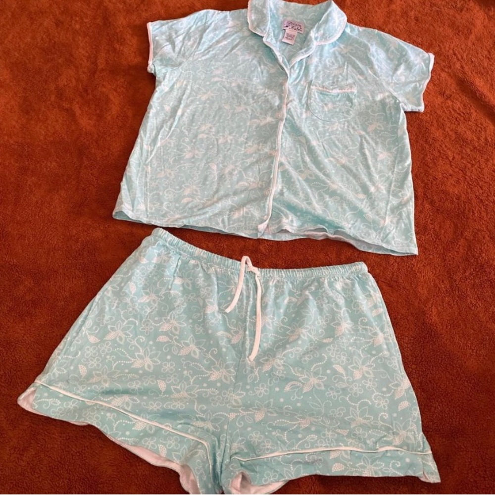 Dream Cafe Aqua Floral Pajama Set